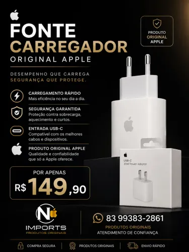 Fonte Apple 20w ORIGINAL