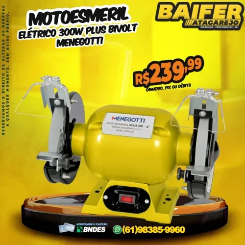 Motoesmeril Elétrico 300w Plus Bivolt Menegotti