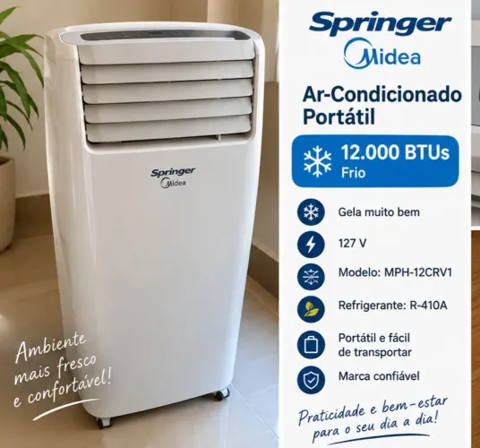 Ar condicionado portátil Springer Midea 12.000 btus sem mangueira e acessórios