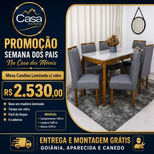 Mesa Candiam Laminada 6Cadeiras