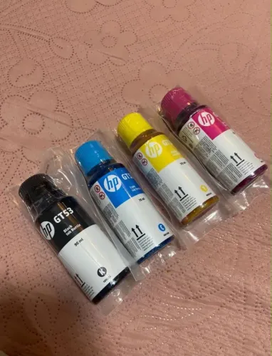 Kit original HP GT52/GT53 com 4 cores completas para impressoras Smart Tank / Ink Tank