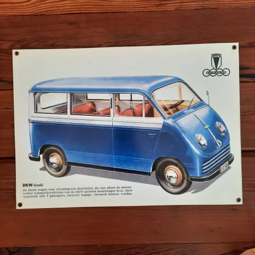 Placa decorativa retrô DKW Schnellaster (versão Kombi),