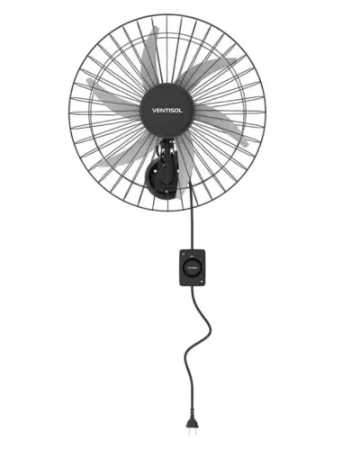 Ventilador de Parede Oscilante Ventisol, 50cm, Bivolt | Steel, Preto/Prata