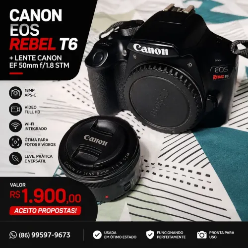 Canon EOS Rebel T6 + Lente Canon EF 50mm f/1.8 STM