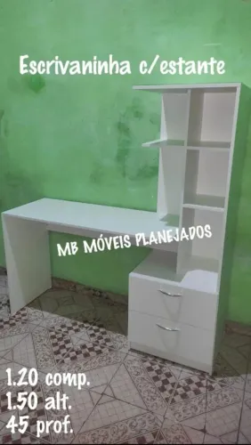 Escrivaninha com estante nova 100% MDF branco 