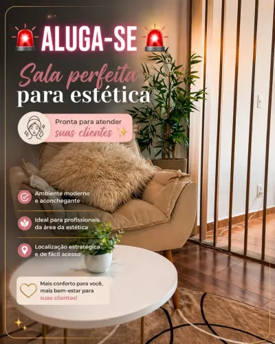Aluga-se sala comercial para estética 
