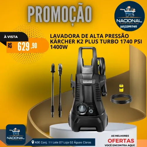 LAVADORA DE ALTA PRESSÃO KÄRCHER K2 PLUS - 1740 PSI | 1400W | POTÊNCIA E EFICIÊNCIA