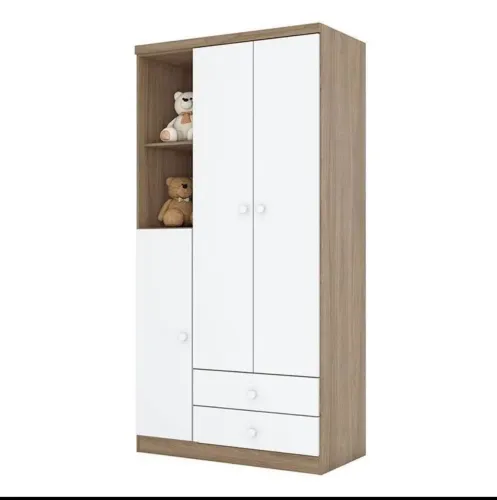 Guarda-roupa Henn Bala de Menta Rústico e Branco