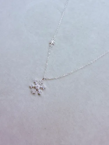 Colar Importado Floco de Neve Cravejado (Prata 925)