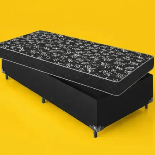 cama box de solteiro com colchão - novo - amarelo - entrega grstis