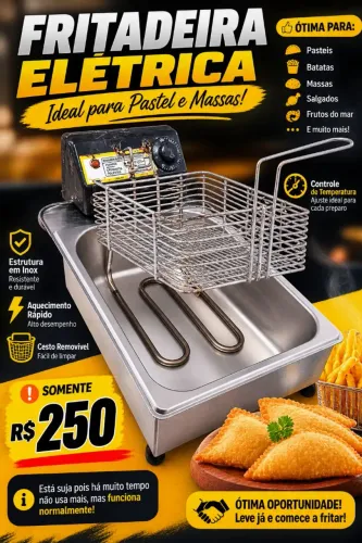 FRITADEIRA ELÉTRICA - IDEAL PARA PASTÉIS, MASSAS E SALGADOS