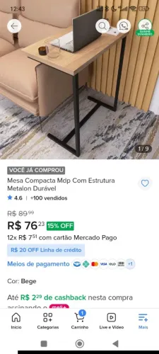 Mesa Compacta Mdp Com Estrutura Metalon Durável