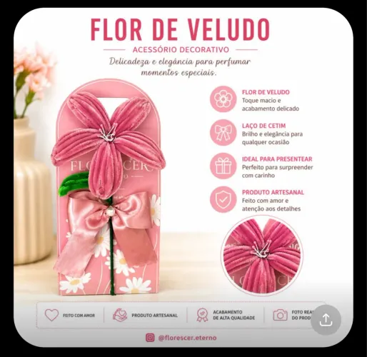 Flor artesanal de veludo 