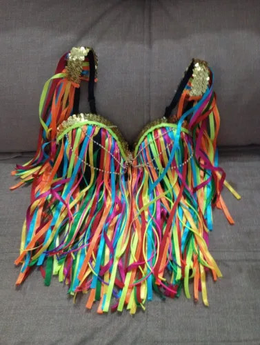 Croped de fitas coloridas-tam P