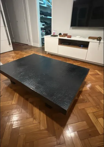 Mesa de Centro Preta de Couro - Sierra -  Sala de Estar