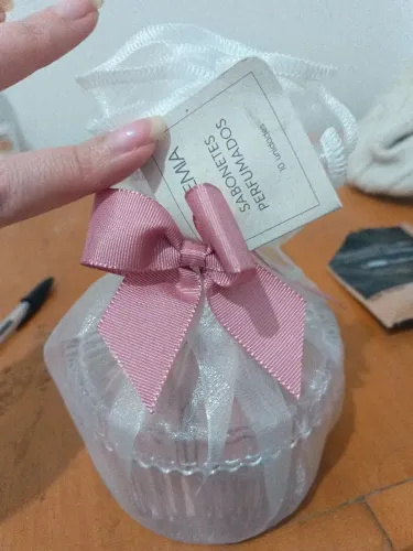 Porta sabonete de vidro com mini sabonete