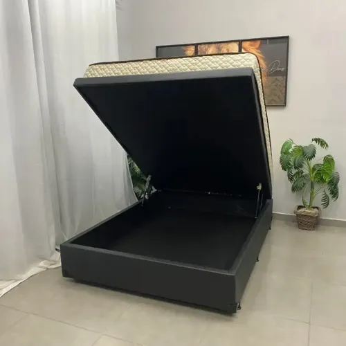 Base Baú em Veludo com Colchão Pasquale Wave Casal D33 - pronta entrega