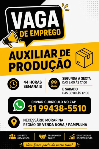 Vaga de emprego auxiliar de produção