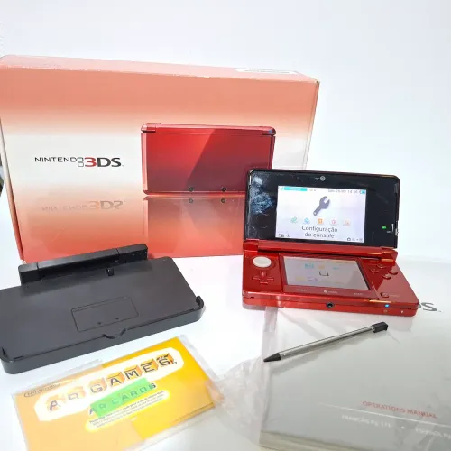 Nintendo 3ds vermelho completo na caixa