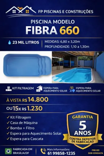 Piscina de 6,60x3,20m Oferta. Direto da fábrica