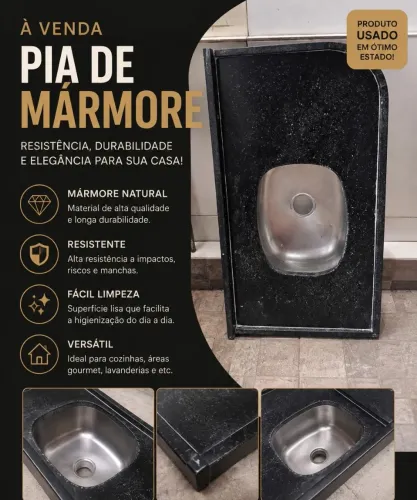 Pia de granito preto