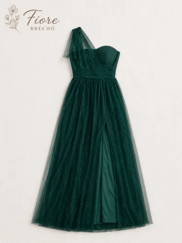 Vestido de festa verde esmeralda