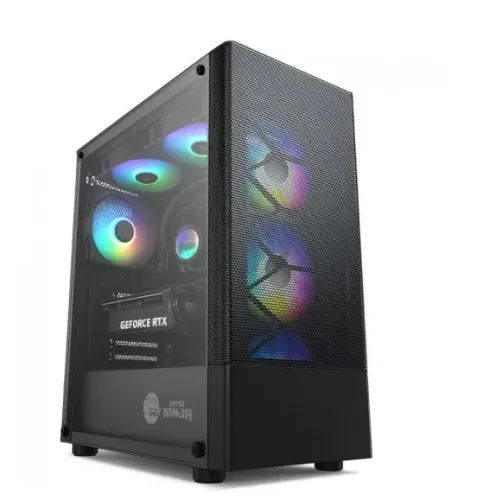 Gabinete Gamer Ninja Hive, Mid Tower, Vidro Temperado, Sem Fonte, Com 3 Fans, GN-CS-HVMTB3