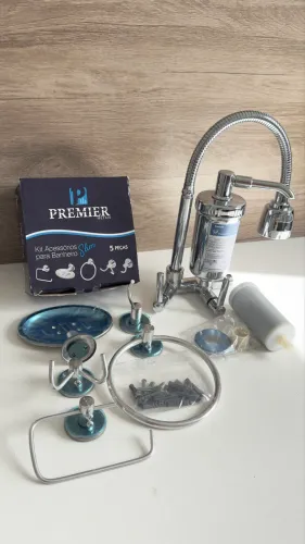 TORNEIRA COM FILTRO + REFIL + KIT BANHEIRO INOX TUDO 110 reais