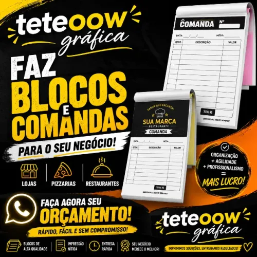 COMANDAS E BLOCOS PARA SUA EMPRESA