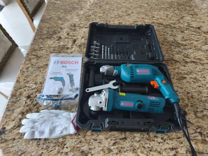 KIT BOSCH COMPLETO 2 EM 1 | FURADEIRA + ESMERILHADEIRA + MALETA