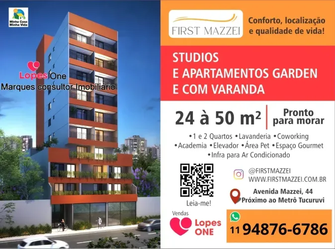 Studios e apartamentos no Tucuruvi a 5 min do Metrô  ideal para primeiro imóvel