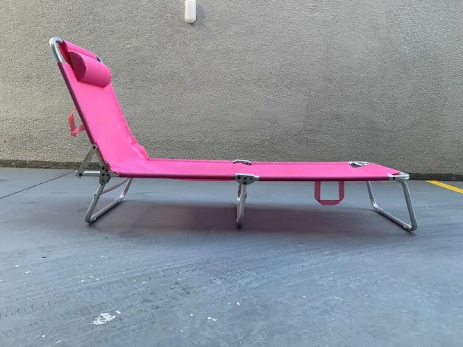 Cadeira de Praia Espreguiçadeira em Alumínio Rosa
