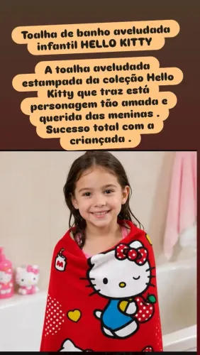 Toalha de banho aveludada infantil HELLO KITTY
