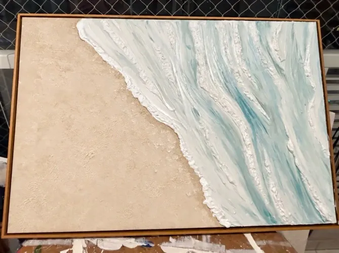 Quadro texturizado Mar com moldura