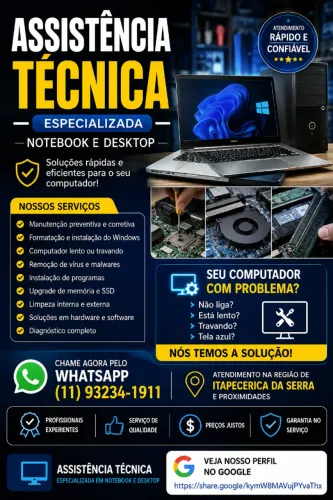 assistencia tecnica em notebook e desktop