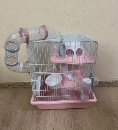 Gaiola Hamster Safari Grande Tubos Transparentes Roedores Cor Rosa
