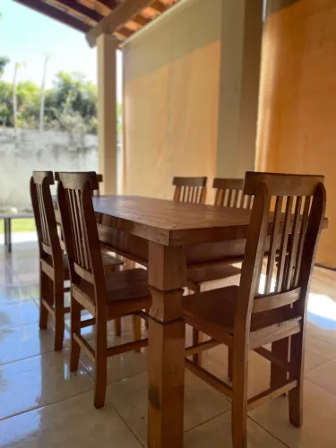 Mesa de Jantar Madeira Maciça 6 Cadeiras - Área Gourmet / Varanda
