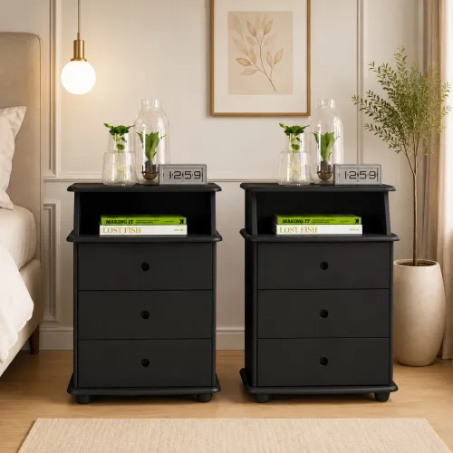 Kit 2 Mesas de Cabeceira preto LUXO Novo Promoção