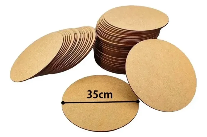 Kit Sousplat Com 24 Bolachas 35x35 Cru Circulo Base Mdf 3mm