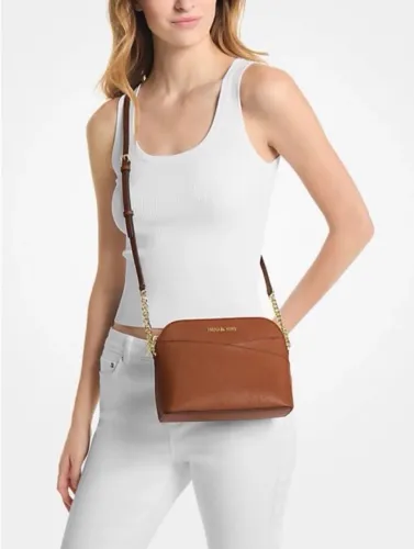 bolsa transversal michael kors jet set couro marrom original
