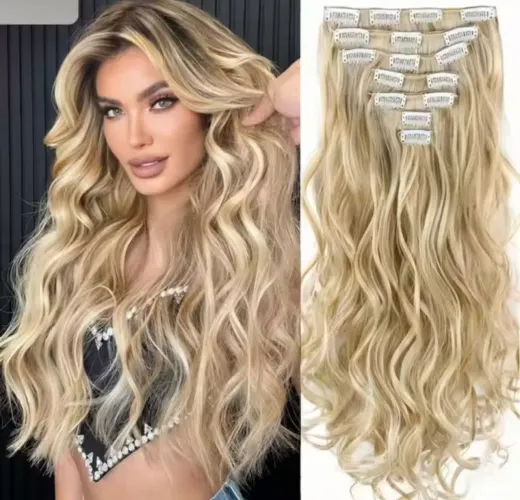 Aplique Capilar de Clips Cabelo Extra Longo