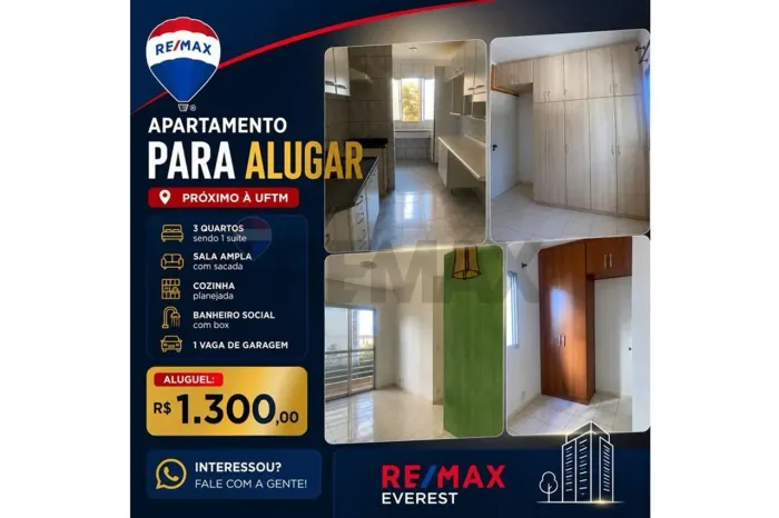 Excelente apartamento para locação próximo à UFTM no Centro de Uberaba