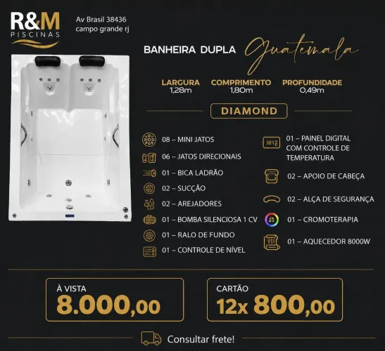 Banheiras de hidromassagem na R&M Piscinas temos váriedades