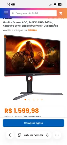 Monitor AOC 240hz 0.5ms