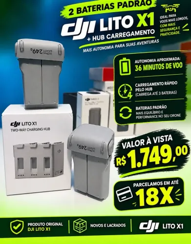 2 Baterias Padrões Nova Dji Lito x1 + Hub carregamento ( IMPERDÍVEL)