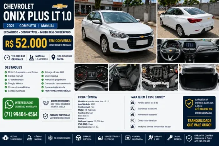 Chevrolet Onix Plus LT 1.0 12V Flex Mec. 4P 2021