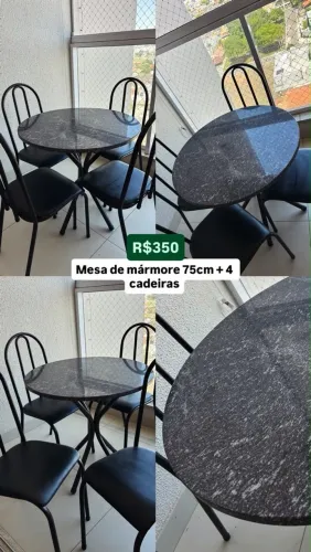 Mesa de mármore com 4 cadeiras 