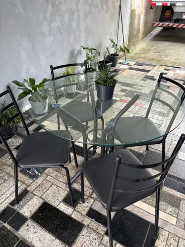 Jogo de cadeira com mesa | Vidro blindex