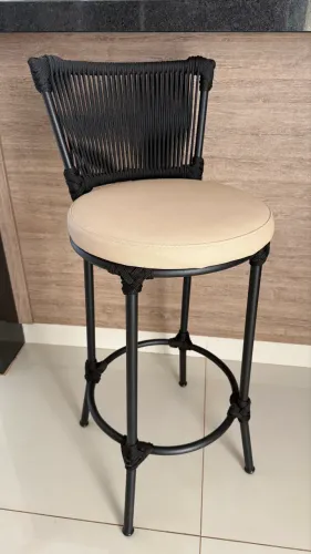 Banqueta alumínio corda nautica balcao cozinha churrasqueira
