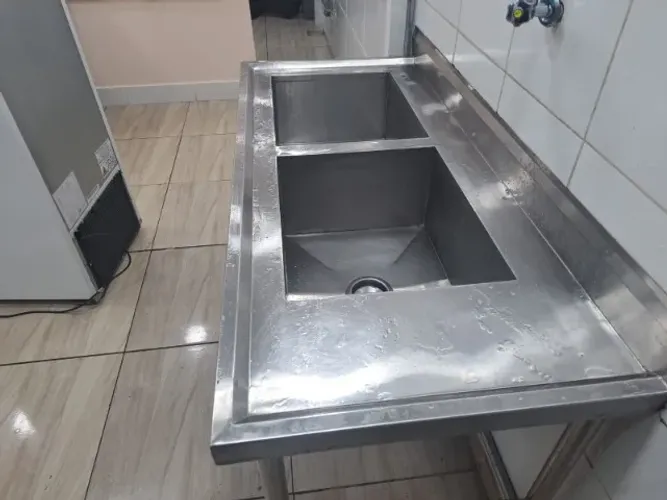 Pia industrial inox 2 cubas
